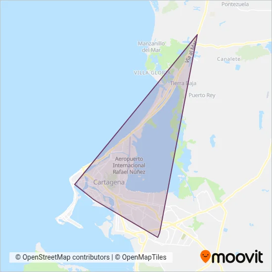 TransCaribe - Rutas Complementarias coverage area map