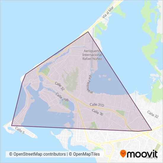 TransCaribe - Rutas Troncales coverage area map