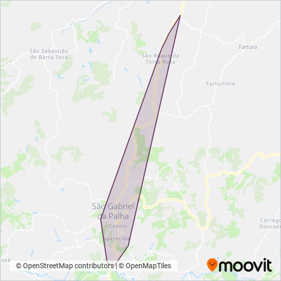 Mapa del área de cobertura de Viação Gabrielense