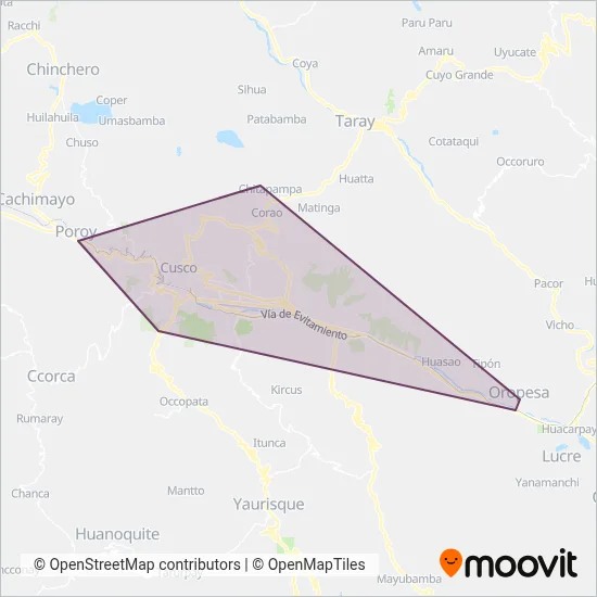 Rutas Interurbanas coverage area map