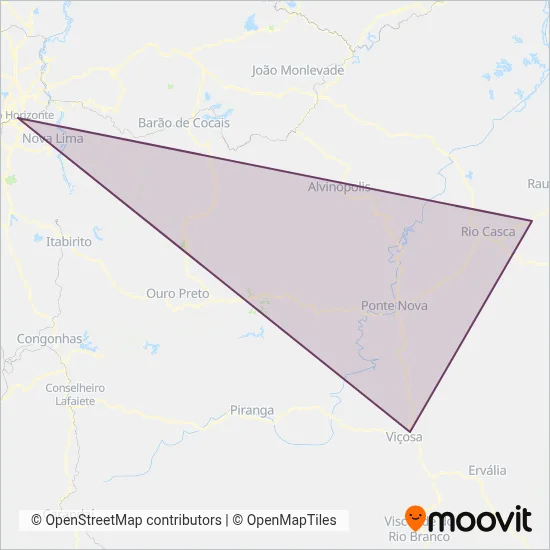 Viação Pássaro Verde coverage area map