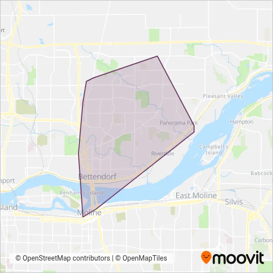 Bettendorf Transit coverage area map