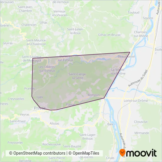 T'CAP - Interurbain coverage area map