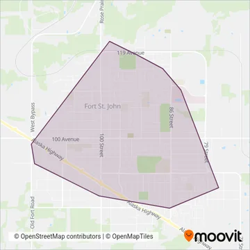 BC Transit - Fort St. John Transit coverage area map