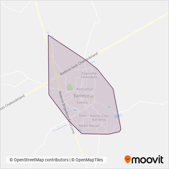 Mapa da área de cobertura da Viasa - Viação Sarri