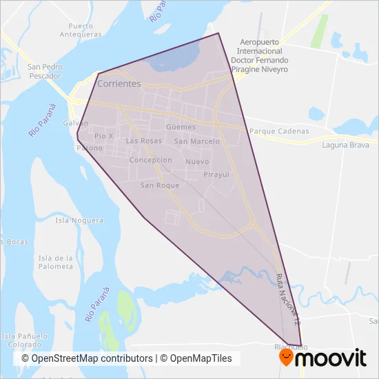 Mapa del área de cobertura de Miramar Estrella U.T.