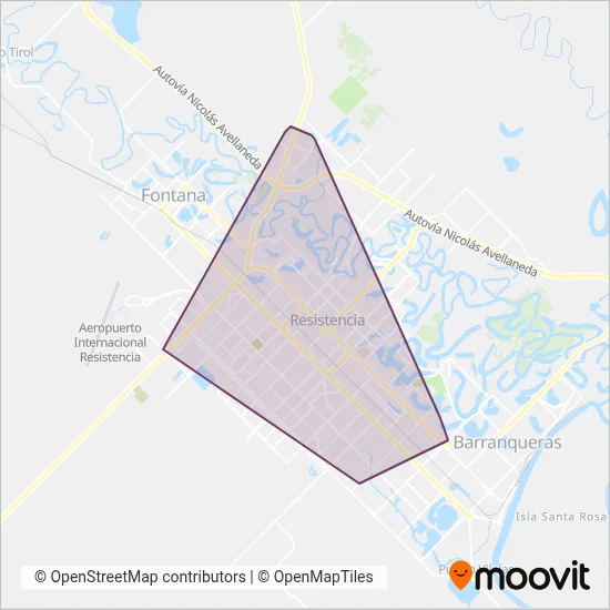 Mapa del área de cobertura de Tiro Federal Rcia SRL