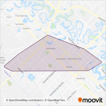 Mapa del área de cobertura de Empresa 1º de Enero SRL