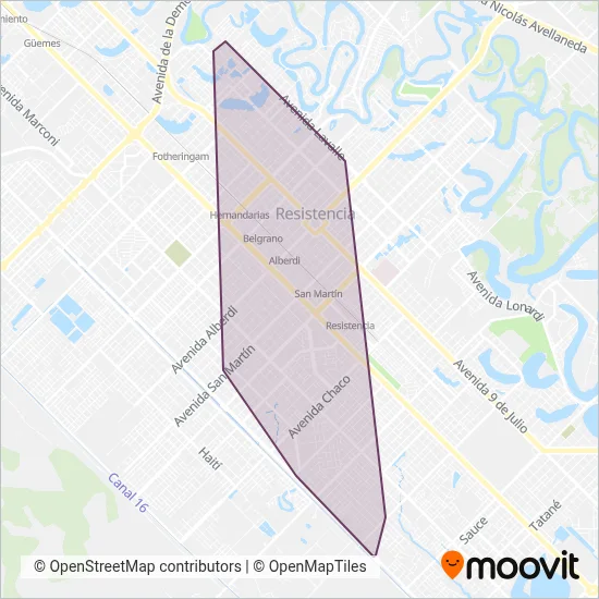 San Fernando Urbano S.R.L. coverage area map