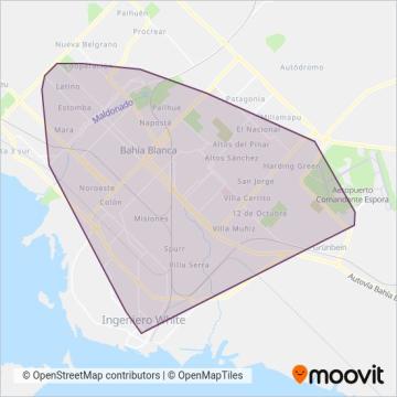 Mapa del área de cobertura de Empresa Transporte Automotor San Gabriel