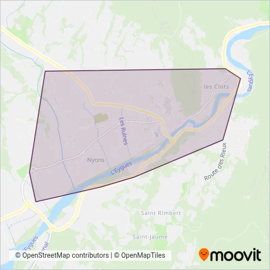 Nyons Bus coverage area map