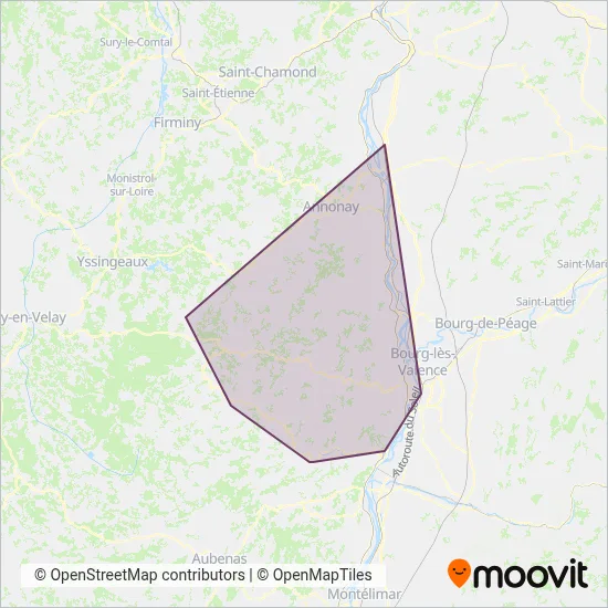 Cars Région Ardèche coverage area map