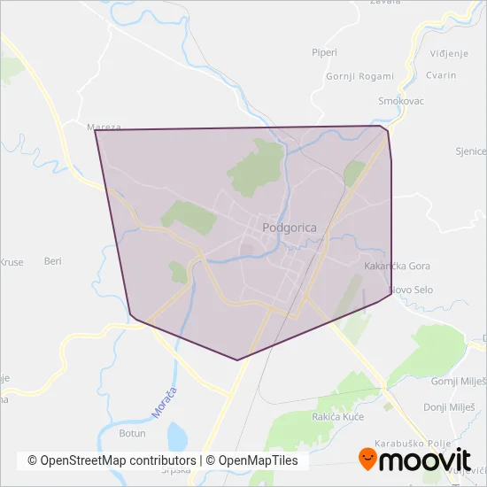 Gradski saobraćaj PG mapa pokrivenosti