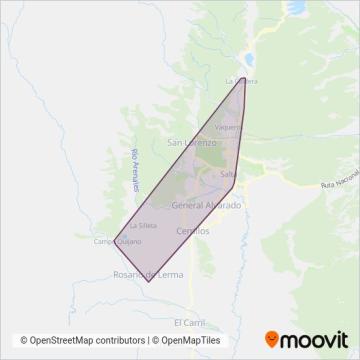 Mapa del área de cobertura de SAETA - Transal SRL - Corredor 6