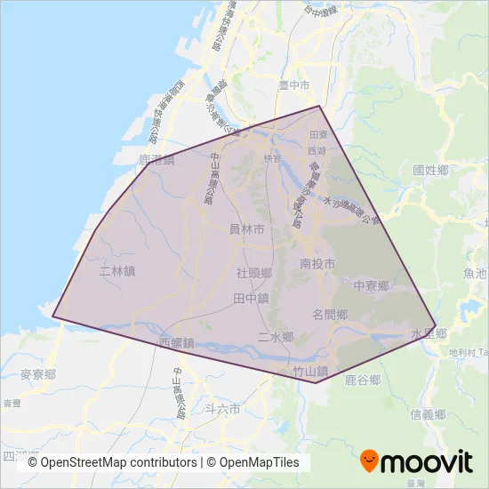 Yuanlin Bus coverage area map