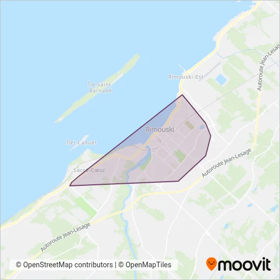 Rimouski Bus coverage area map
