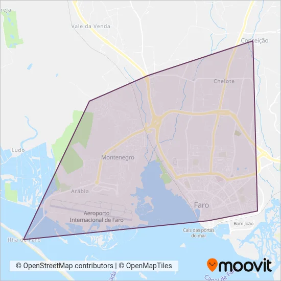 Próximo - Transportes Urbanos de Faro coverage area map