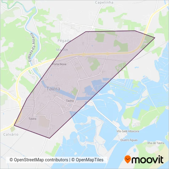 Sobe e Desce - Transportes Urbanos de Tavira coverage area map