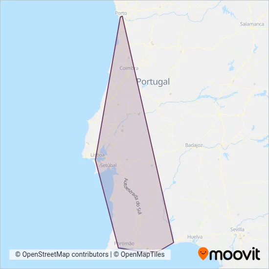 CP - Comboios de Portugal coverage area map