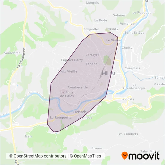Millau coverage area map