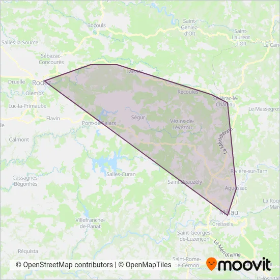 Carte de la zone de couverture de SNCF VOYAGEURS (Bus)