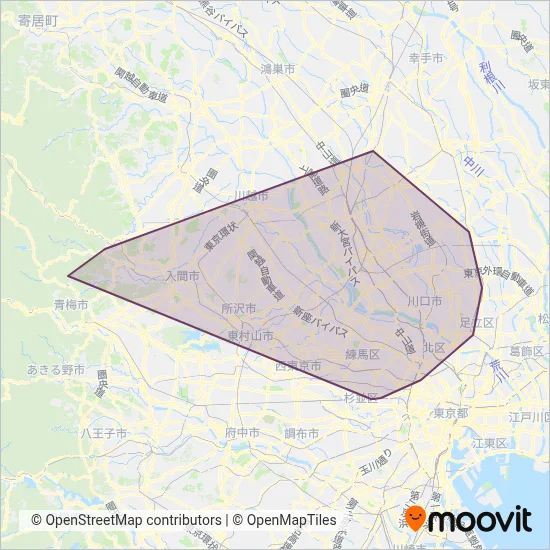 Kokusai Kogyo Bus coverage area map