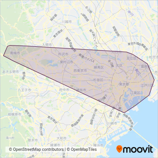 Toei Bus coverage area map