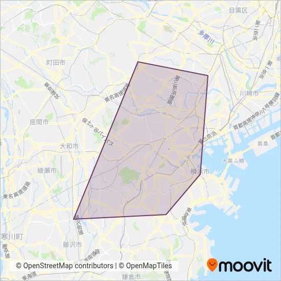 Yokohama City (Subway) coverage area map