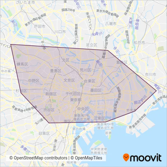 Tokyo Metro coverage area map