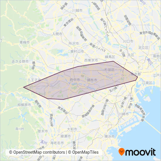 Keio Bus Co., Ltd. coverage area map