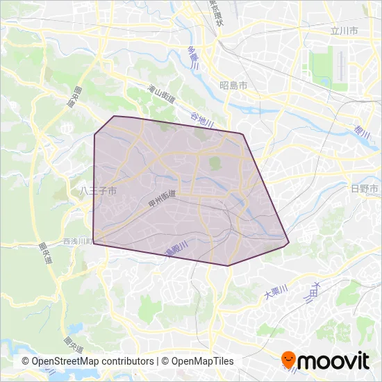 Hachioji City (Hachi Bus) coverage area map