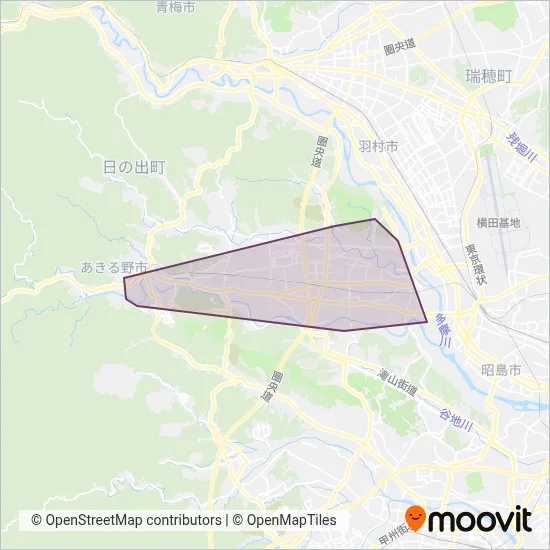 Akiruno City (Runo Bus) coverage area map