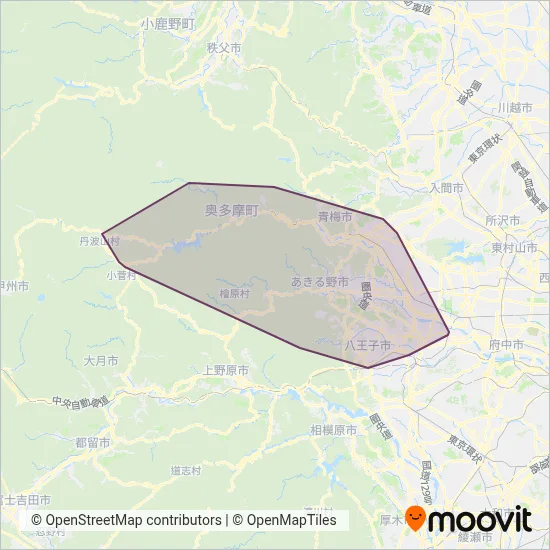 Nishi Tokyo Bus Co., Ltd. coverage area map