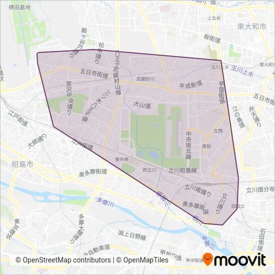 Tachikawa City coverage area map