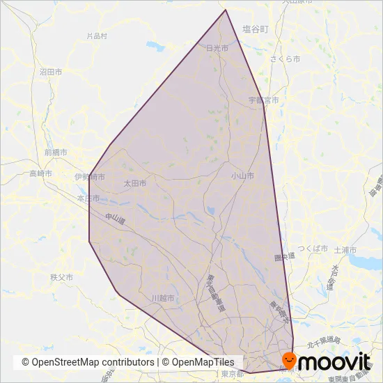 Tobu Railway coverage area map