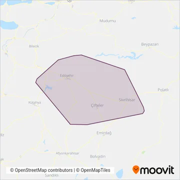 Eskişehir Büyükşehir Belediyesi coverage area map