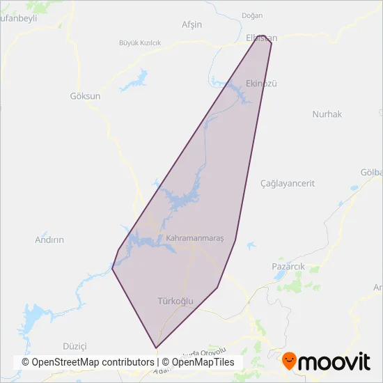 Kahramanmaraş Büyükşehir Belediyesi coverage area map