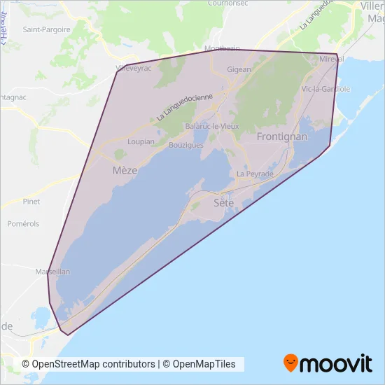 Keolis Sète coverage area map