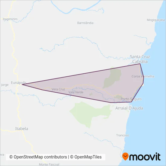 Mapa da área de cobertura da Expresso Brasileiro