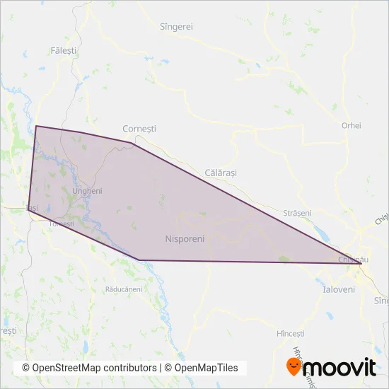 Transport Public Ungheni coverage area map
