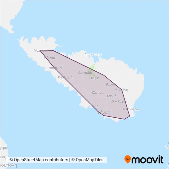 KTEL Tinos coverage area map