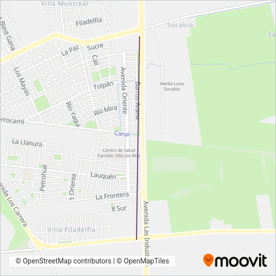 Mapa del área de cobertura de Paillihue Bolson