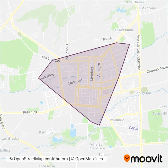 Mapa del área de cobertura de Chiprodal Bolson