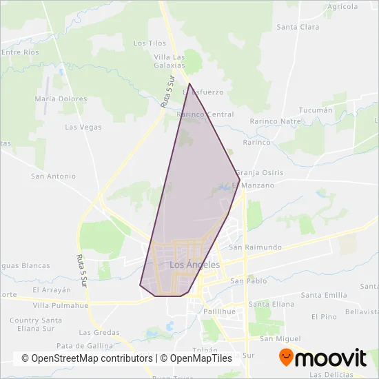 Mapa del área de cobertura de Iansa Avellano
