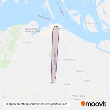 Mapa da área de cobertura da Transportes Gomes Borges