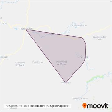 Mapa da área de cobertura da Viação Brasil Aparecida