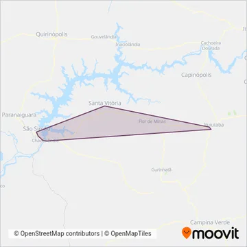 Mapa del área de cobertura de Empresa Gontijo de Transportes