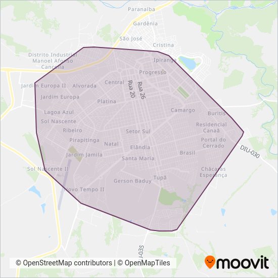 Paranaíba Transportes Ltda. coverage area map