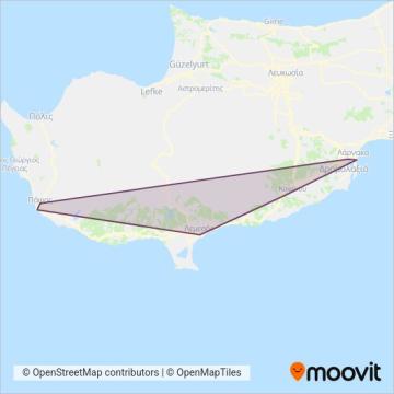 Intercity Buses χάρτης κάλυψης περιοχής