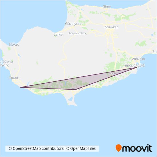 Limassol Airport Express coverage area map